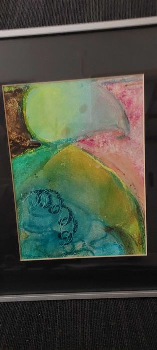 Aguarela em moldura de metal