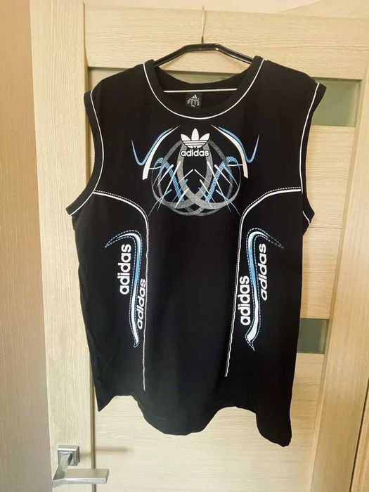Майка чоловіча Adidas безрукавка, чорна з принтом, розмір 3XL
