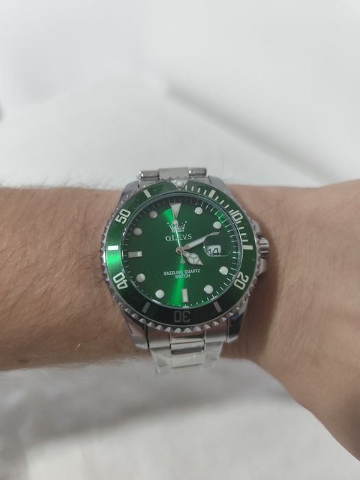 OLEVS Men's Watch – Silver/Green [New]64309670532482121