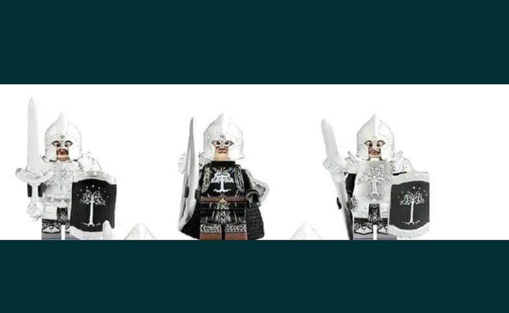 Klocki figurki żołnierze Gondoru trzy sztuki kompatybilne z Lego Władca Pierścieni