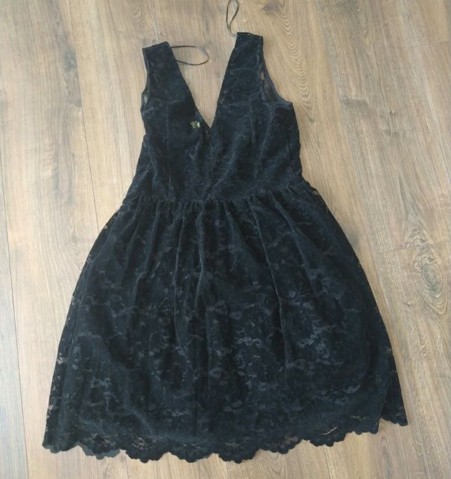 Sukienka czarna koronka 42 xl studniówka sylwester wesele