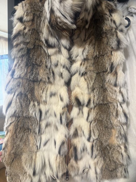 Шуба из рыси жилет из рыси