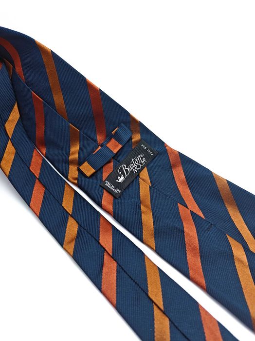 Barton Moda granatowy jedwabny krawat w paski AA58
