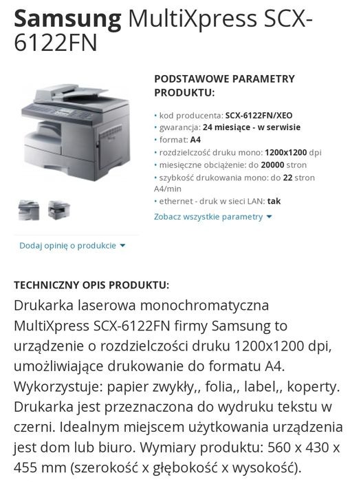 Drukarka. Fax. Skaner. Laser