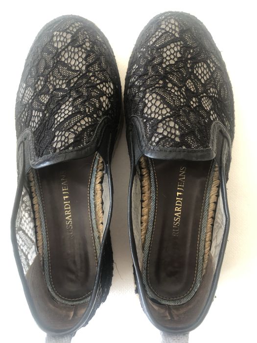 Trussardi Jeans espadryle czarne koronkowe r.38