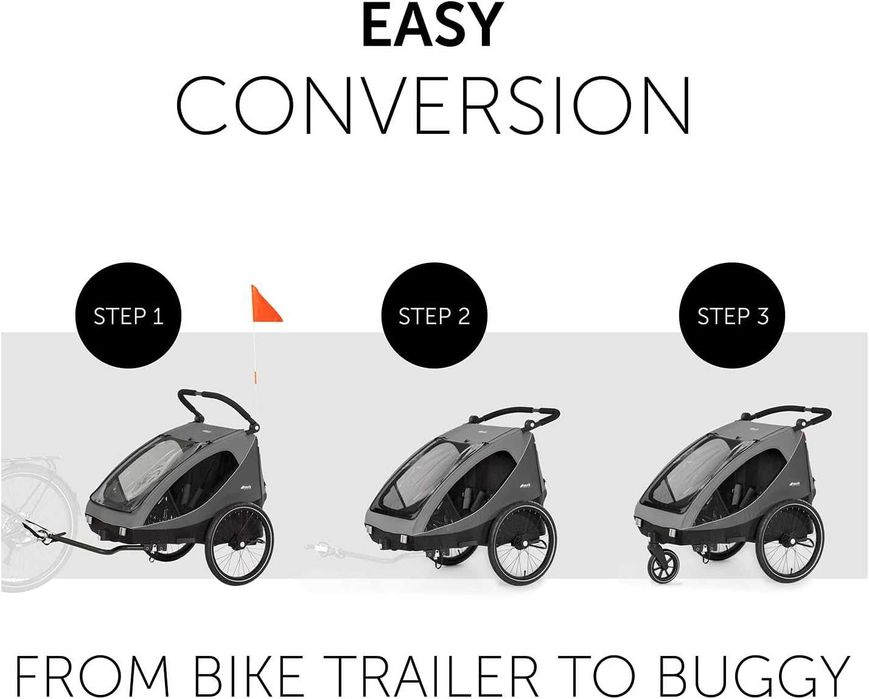 OUTLET HAUCK DRYK DUO przyczepka rowerowa podwójna / WÓZEK SPACEROWY