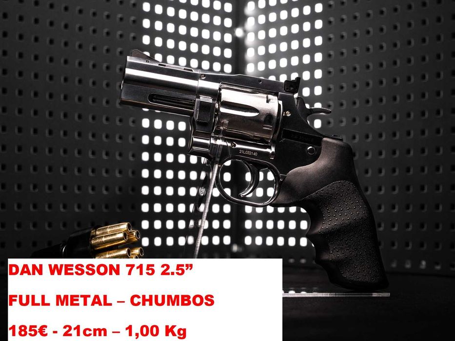 Revólver Pressão de Ar de CO2 Borner (Smith&Wesson MOD.36) Dan Wesson 715 de 2.5" e 4" METAL