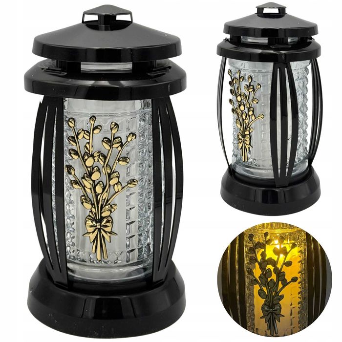 Elegancki Znicz Wielkanocny na Grób Czarno-Złoty Bukiet Bazie