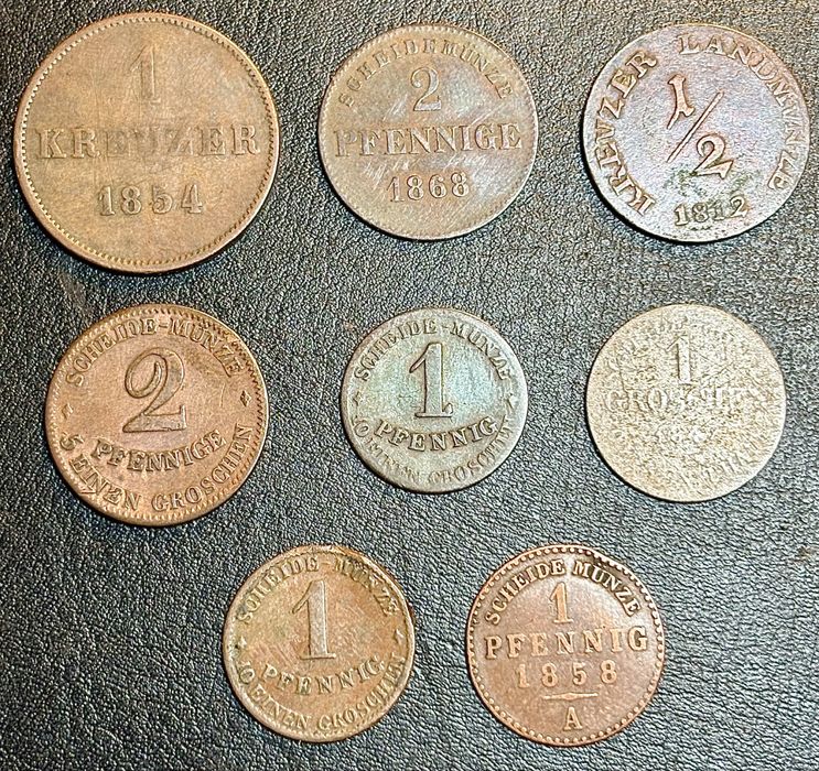 Monety 8 x Księstwo Saksonii 1812 - 1868 rok