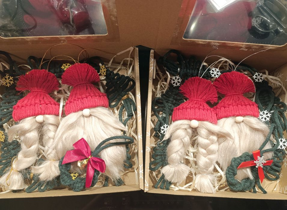 Zestaw zabawek choinkowych skrzaty renifery ozdoby świąteczne aniołek