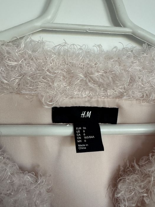 Kurtka narzutka bolerko futerko misiek teddy różowy H&M S 36 M 38 Zara
