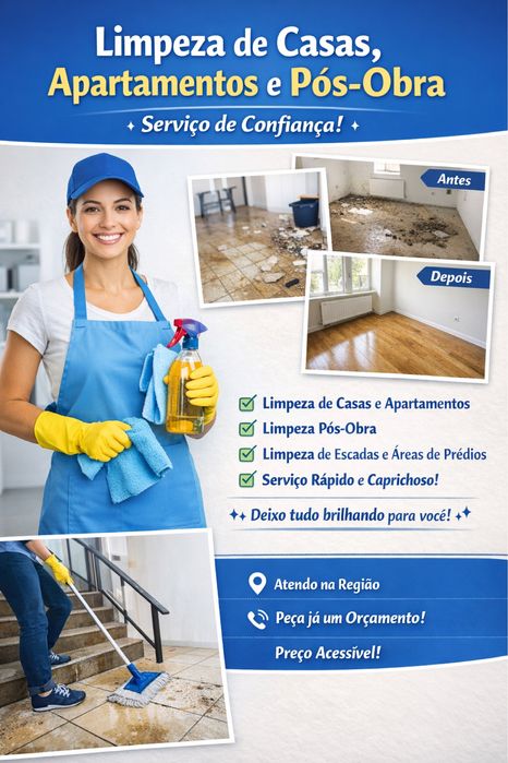 Limpeza de Casas, Apartamentos e Pós-Obra – Serviço de Confiança
