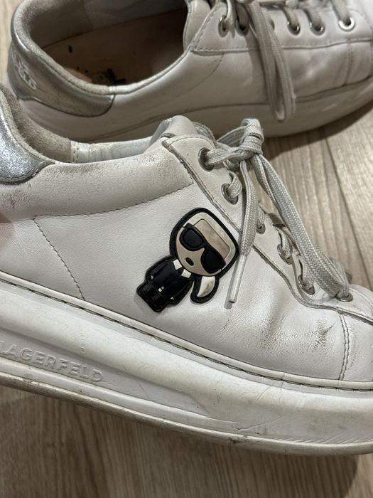 biale buty sneakersy damskie Karl Lagerfeld na platformie 38