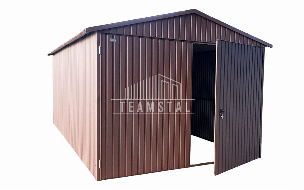 GARAŻ BLASZANY 3m x 5m dwuspad pion - kwaterki - brąz TS212 3x5
