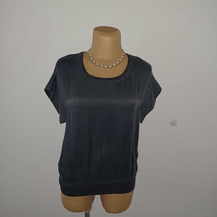 Margittes bluzka 100% jedwab naturalny czarna prosta dla L/XL