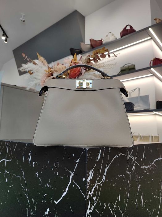 Сумка Peekaboo ISeeU Petite Calfskin Bag Dove Gray