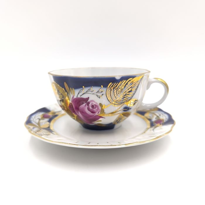 Łomonosow Talerzyk Filiżanka Porcelana