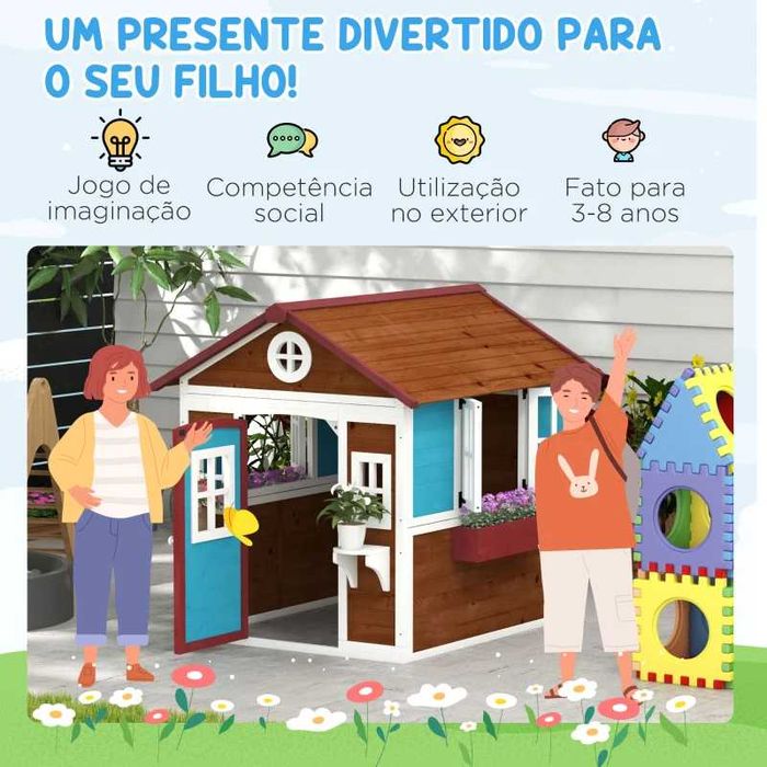 Casinha de Madeira Infantil - Castanho Escuro