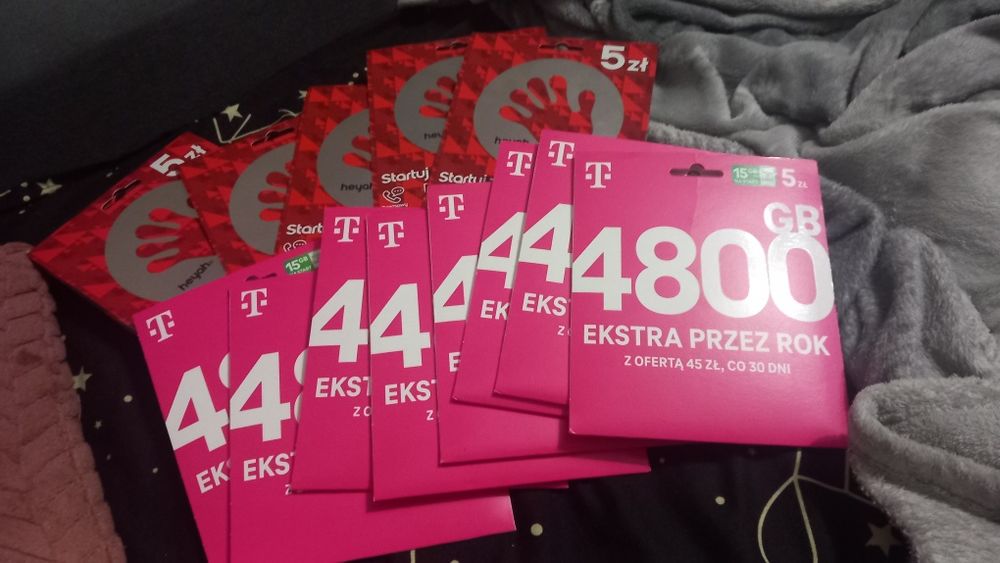10 starterów kart startowych t-mobile/heyah