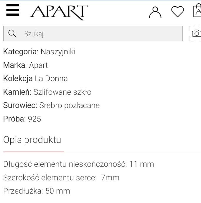 Naszyjnik pozłacany Apart