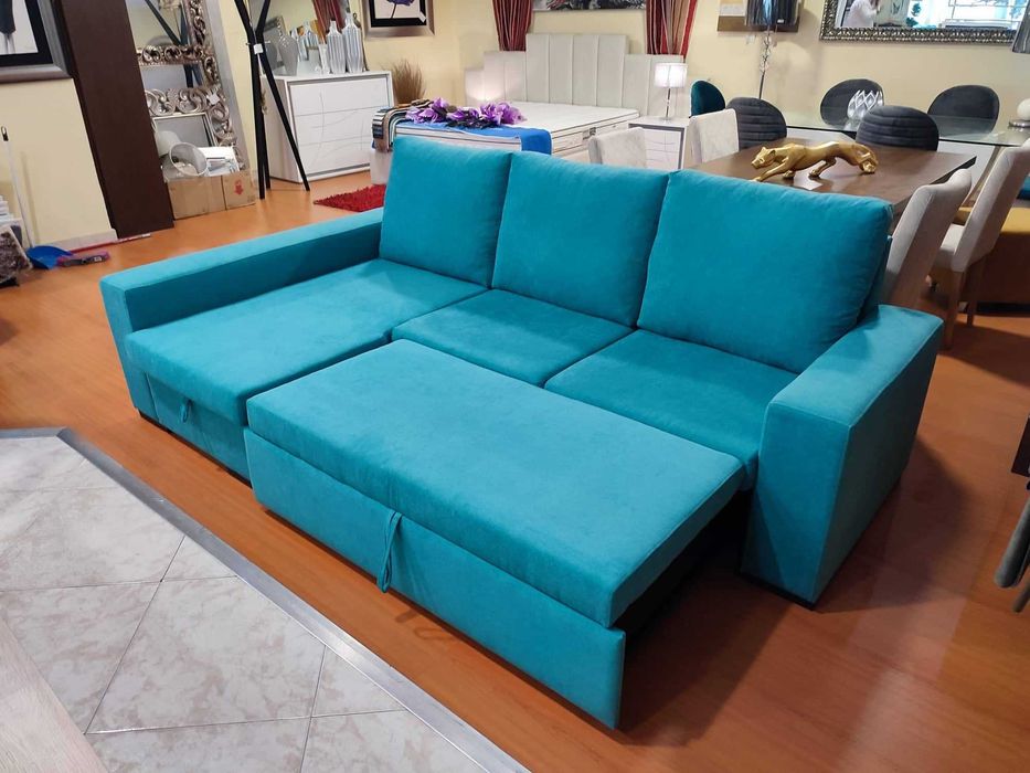 Sofa Chaiselong com Cama + Bau Elevatorio NOVO - FABRICA