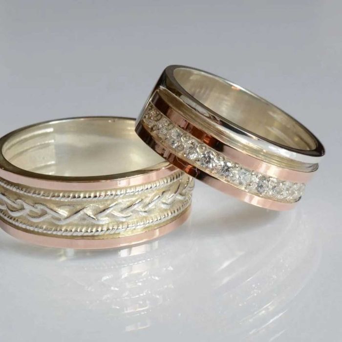 Пара срібних обручок з золотом, Обр9Обр43