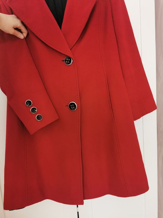 Płaszcz wełniany kaszmir malinowy GETEX