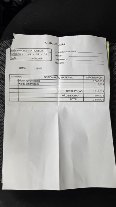 Fiat Dobló 1.3 multijet - Motor novo