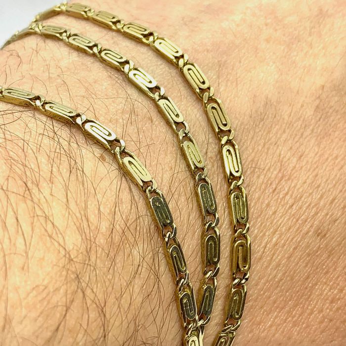 Złoty ŁAŃCUSZEK męski 14K splot GRECKI 56 cm