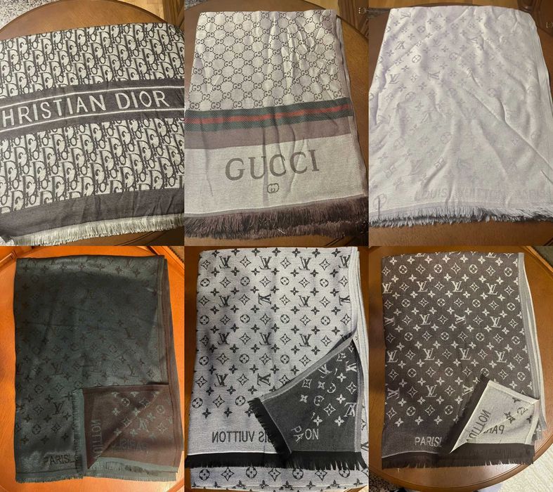 Szaliki grube chusty Louis Vuitton LV Gucci Dior szal szalik chusta