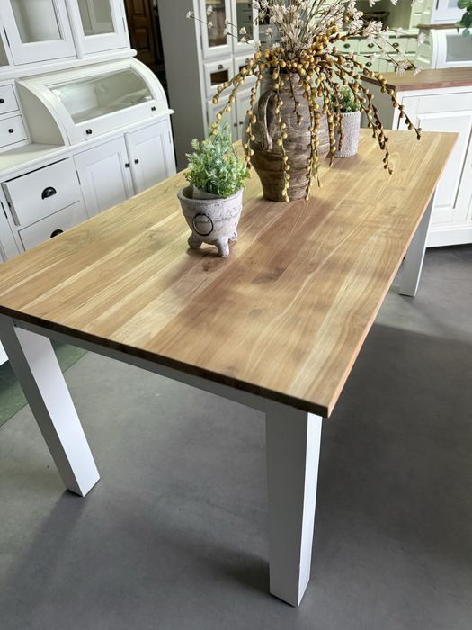 Świetny Stół biały prowansalski country drewniany tekowy prosty 180