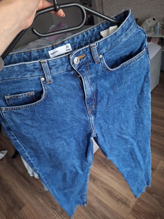 Granatowe jeansy denim.mom fit s 36 stan bdb