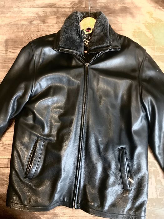 Куртка кожаная тёплая XL Мужская с подкладкой цигейка