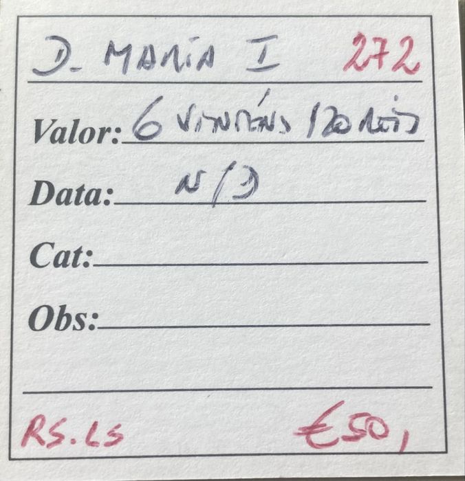 Moeda (272) D. Maria I - 6 Vintens 120 Reis