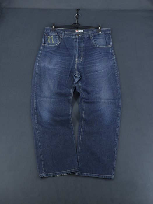 y2k Vintage Blue Inc Nippon spodnie jeansowe baggy szerokie 36R/XL