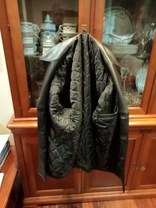 Blusão motard em pele genuína