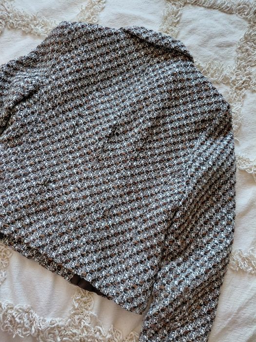 вкорочений твідовий піджак, жакет твід, піджак твід zara