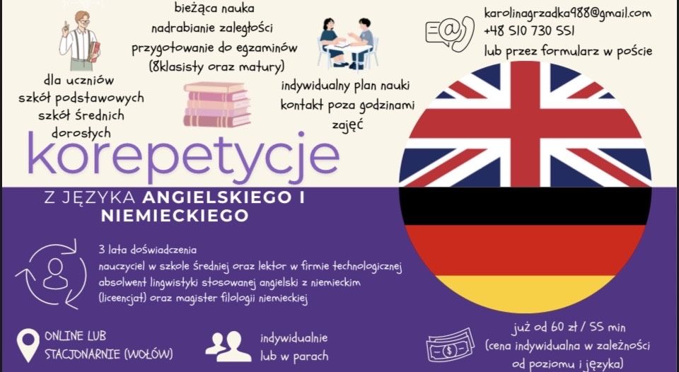 WOŁÓW/ONLINE - Angielski oraz Niemiecki (korepetycje)
