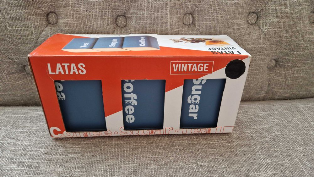 Conjunto de 3 Latas - café, chá e açúcar, NOVO