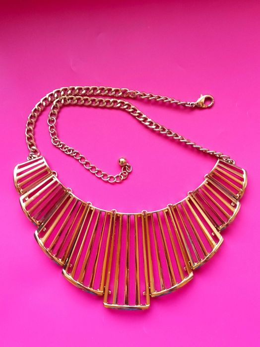 Złoty naszyjnik kolia metalowa