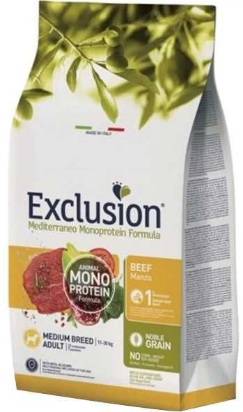 Сухий корм Exclusion Adult Beef Medium Breed з яловичиною для дорослих собак середніх порід 12 кг (дефект упаковки)