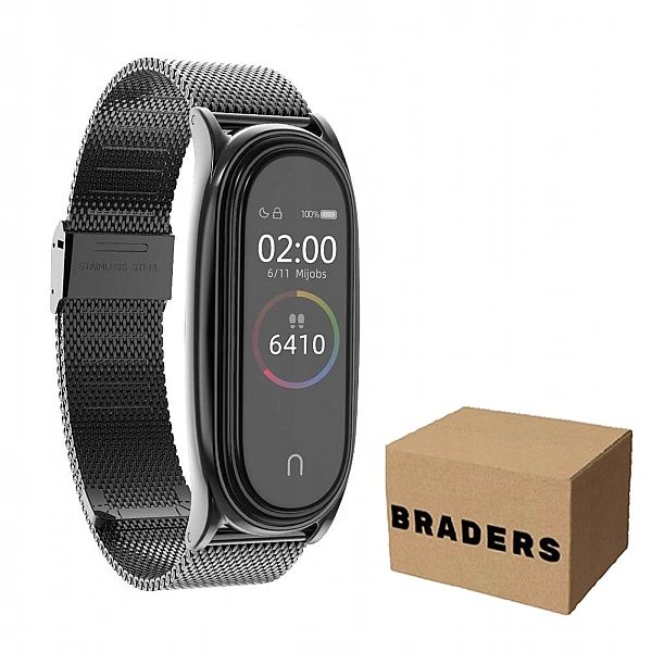 Pasek Opaska Bransoleta Metal Klamra Czarny do Xiaomi Mi Band 5 / 6 /