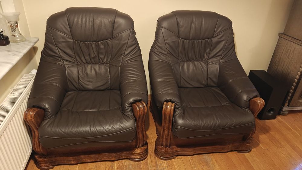 Fotel skórzany dębowy