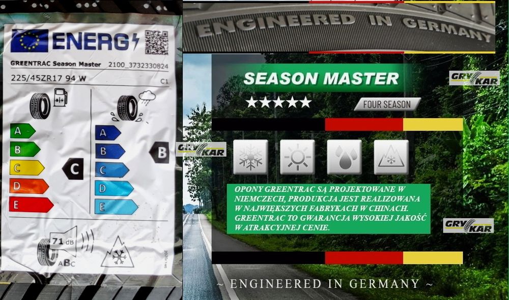 2x 225/45R17 Greentrac Season Master 2026r C/B/71dB 3 lata gwar.