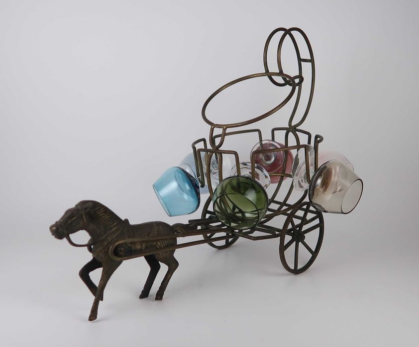 Decanter Vintage - Cavalo com carroça e 6 calices