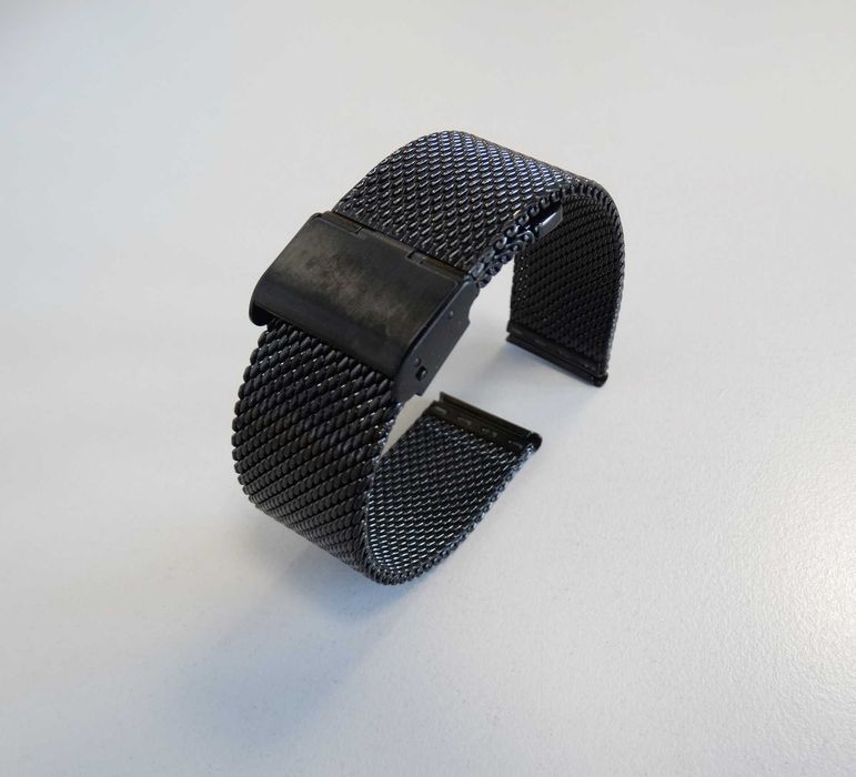 Bransoleta mesh 24mm do zegarka siatkowa czarna PVD milano