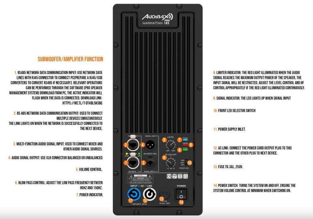 Audibax Pro Manhattan 18S Active PA 18 3600W