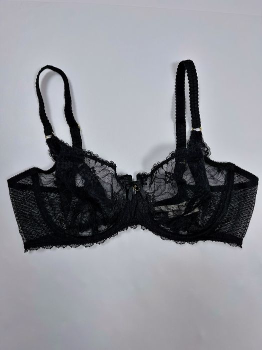 Кружевний прозорий чорний бюстгальтер 38D (85D)  Chantelle оригінал