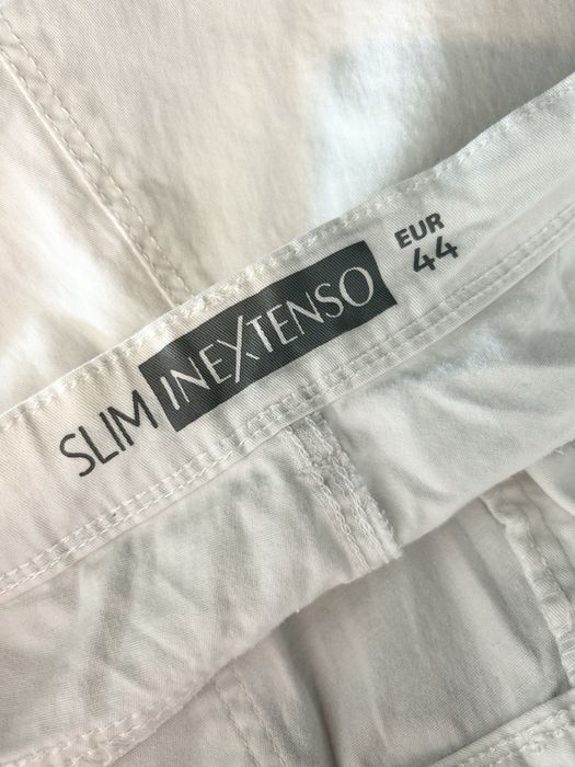 Białe spodnie damskie wiosenne 44 XXL nieprześwitujące wysoki stan