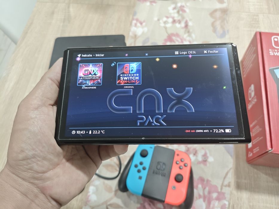 Nintendo Switch OLED Desbloqueada + Cartão 128 GB + Acessórios